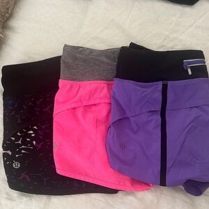 Lululemon Women’s speed shorts Pink and Purple Athletic Shorts $40 each